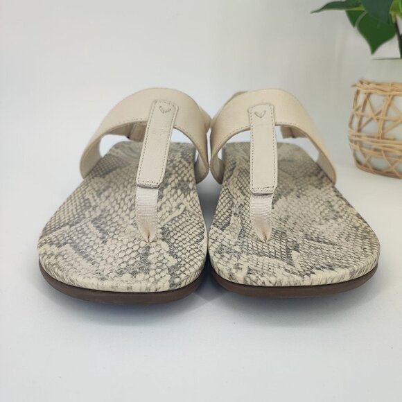 Vionic  Women's Tala T Strap Toe Sandal Cream Leather Sandals Size 11 - Picture 2 of 8